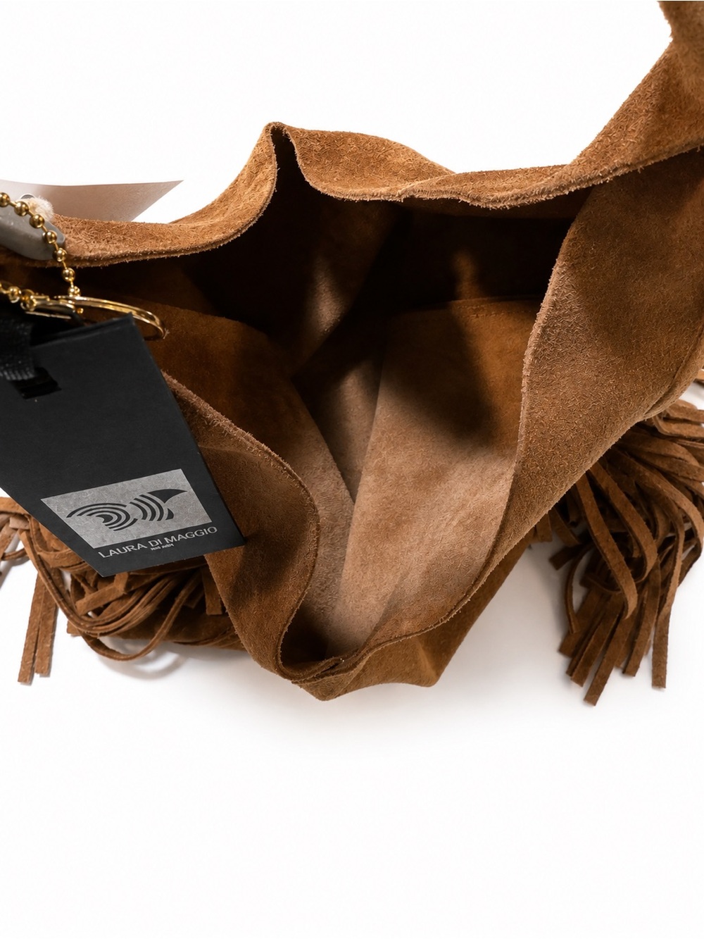Laura Di Maggio Milano Suede Fringe Hobo Bag NWT Made in Italy - Picture 7 of 10